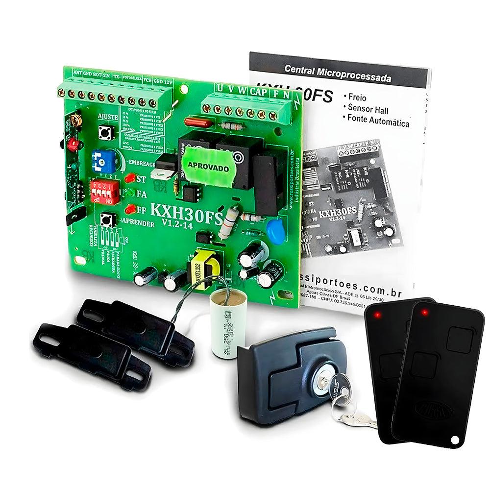 Conjunto Motor De Portão Rossi DZ Nano 36 Turbo Suporta Até 600KG 220V, Com Cremalheiras