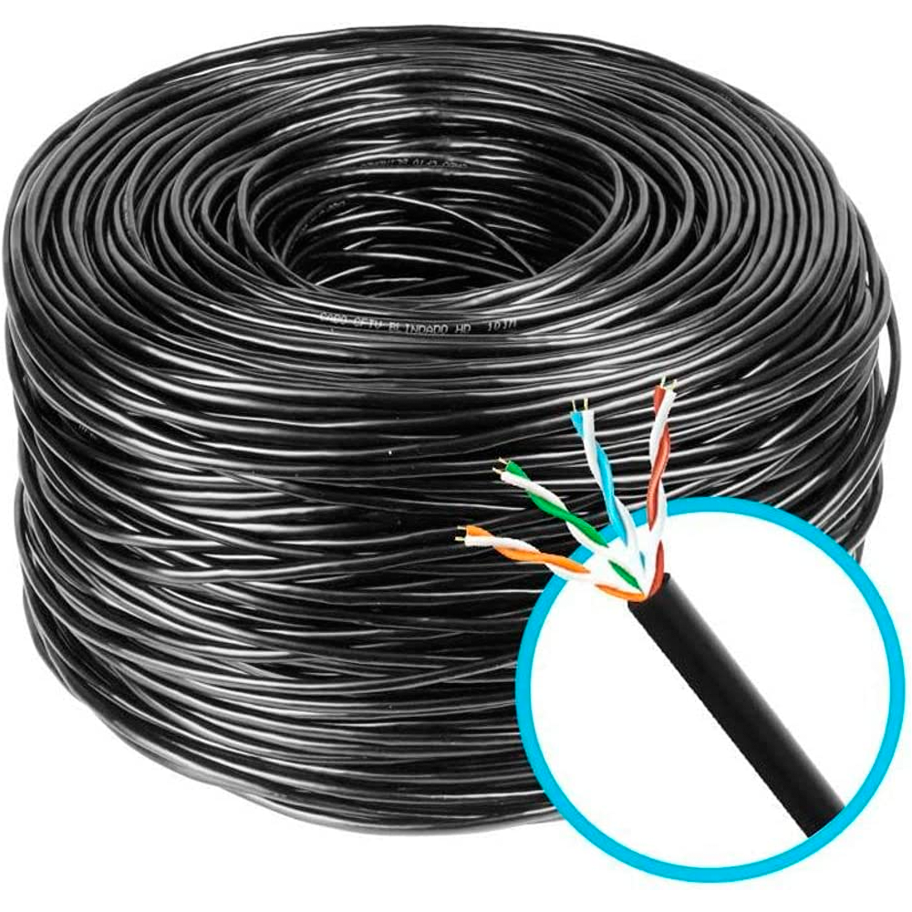 Caixa De Cabo De Rede Lan Expert Turbo Link 4 pares 100% Cobre CAT5E UTP Preto