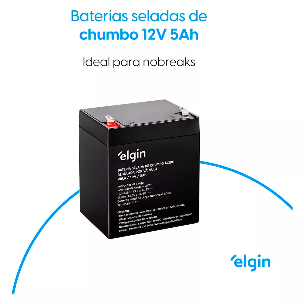 Bateria Selada de Chumbo, Elgin VRLA 12V 5AH