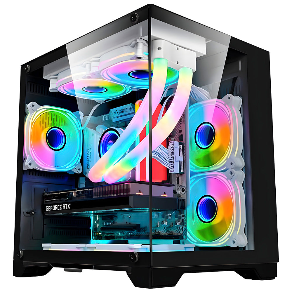 Gabinete Gamer K-Mex Space Aqua CG10-KN, Mini-tower, Lateral de Vidro, Preto, CG10KNRH001CB0X