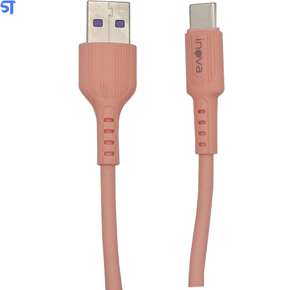 Cabo de Dados USB Carregamento 2.4A Tipo C Rosa Inova- CBO-5720