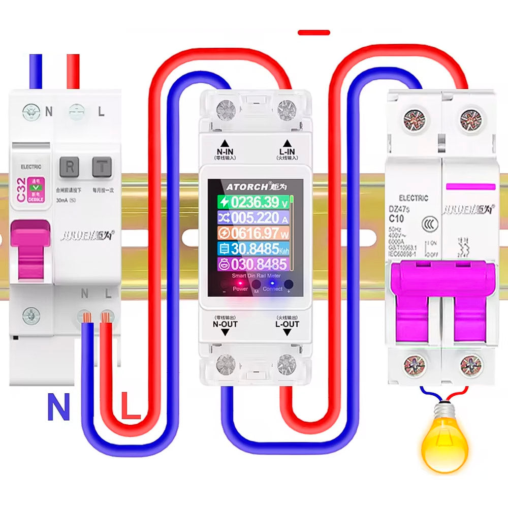 Disjuntor Inteligente Wi-Fi Tuya, Medidor de Energia, Compativel Com Smart Life, 63A- Atorch