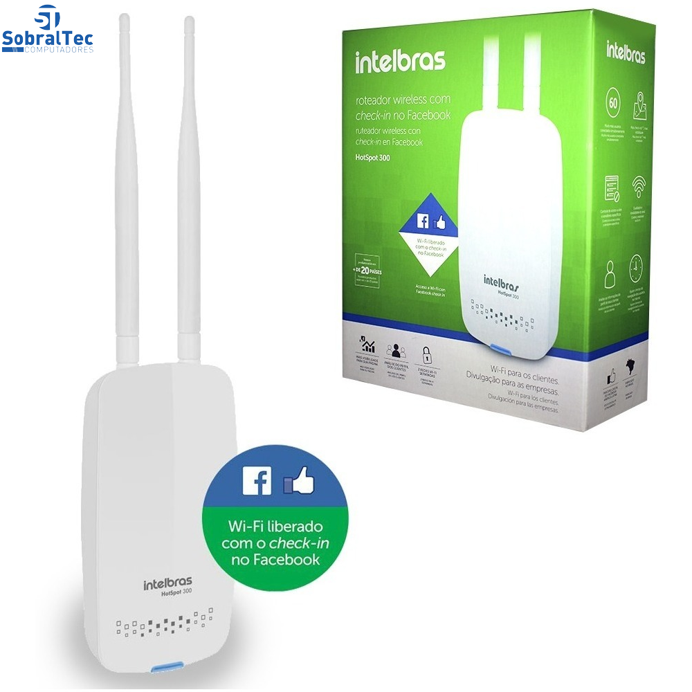 Roteador Wireless 300Mbps Intelbras Hotspot 300 Com Chek-in No Facebook