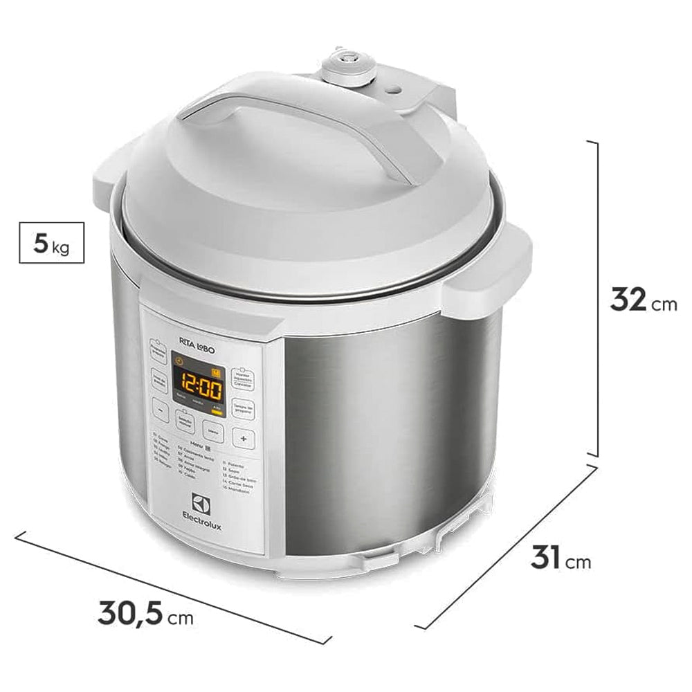Panela de Pressão Elétrica Electrolux 6L Branca Experience por Rita Lobo (PCC21), 220V
