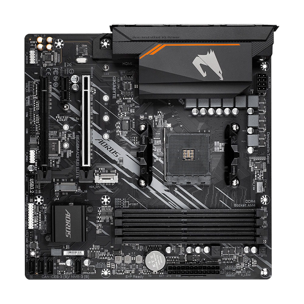 Placa-Mãe Gamer Gigabyte B550M AORUS Elite AM4 AMD B550 Micro-ATX DDR4 Dual M.2 PCIe 4.0 LAN GbE