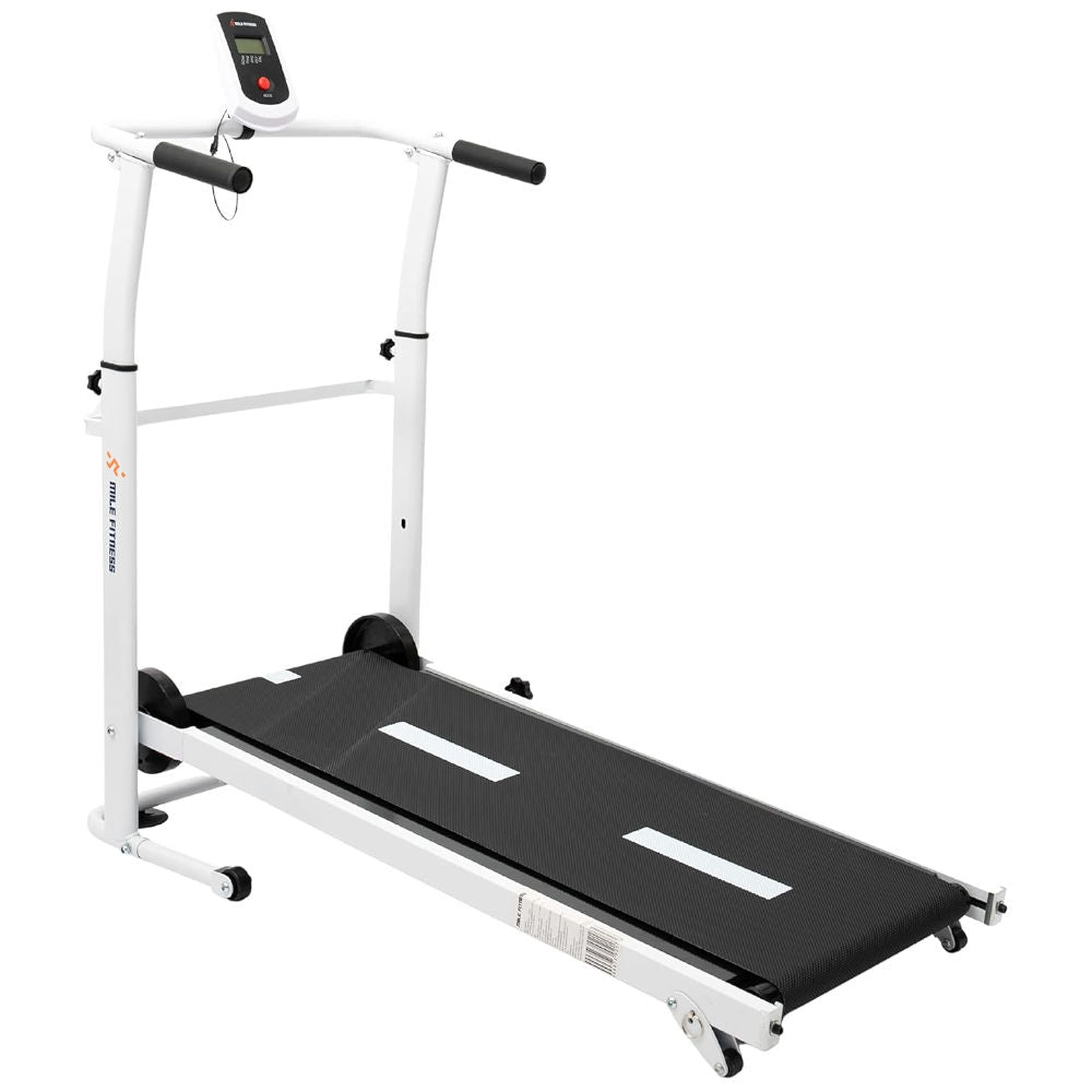 Esteira Mecânica Mile Fitness Dobrável 3 Inclinações Ajustáveis 110kg Display Tempo Distância Calorias 130x50x120cm