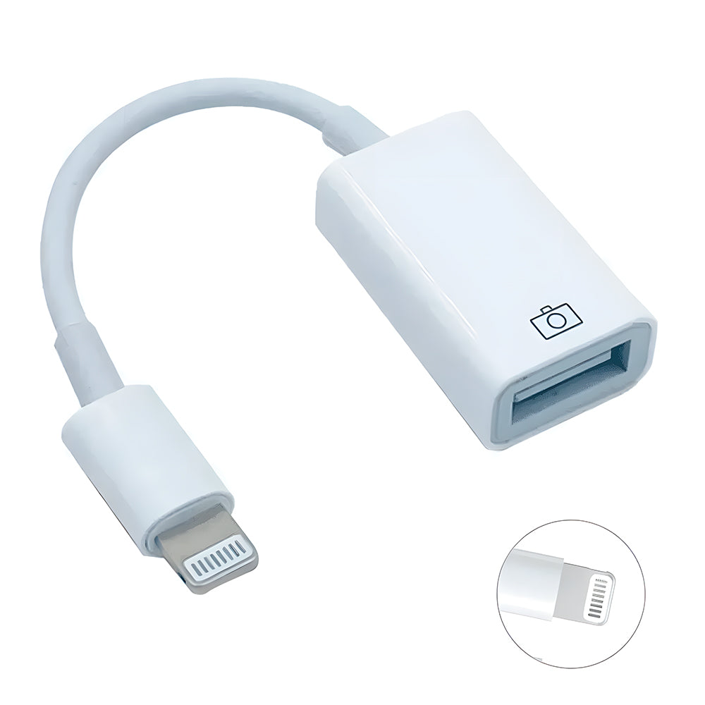 Adaptador OTG USB 3.0 (Fêmea) Para Lightning (Macho), Transmissão de Alta Velocidade, ZHQ-11, H'Maston, Branco