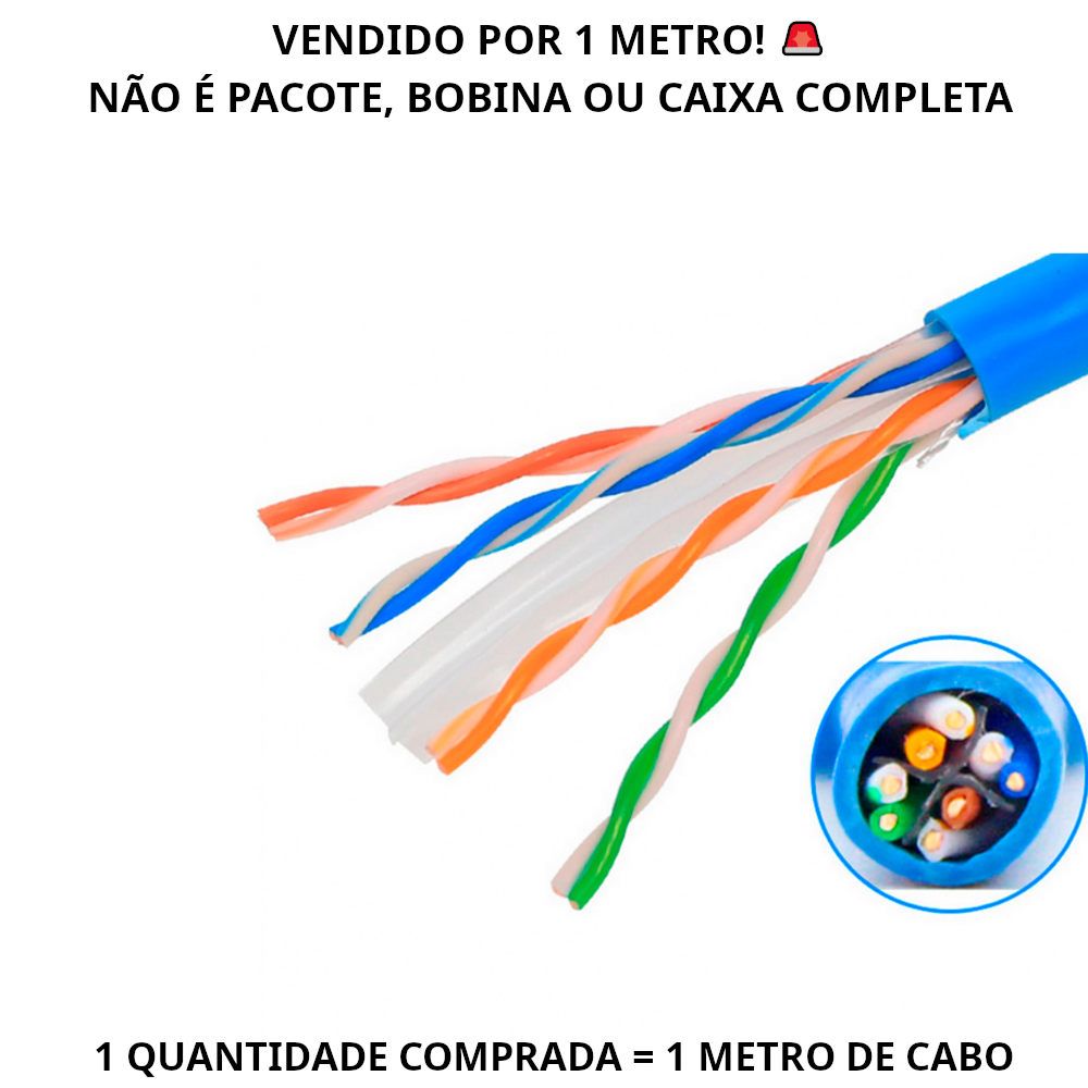 Metro de Cabo De Rede Lan Cat6 Utp Azul Deko ( Por Metro )