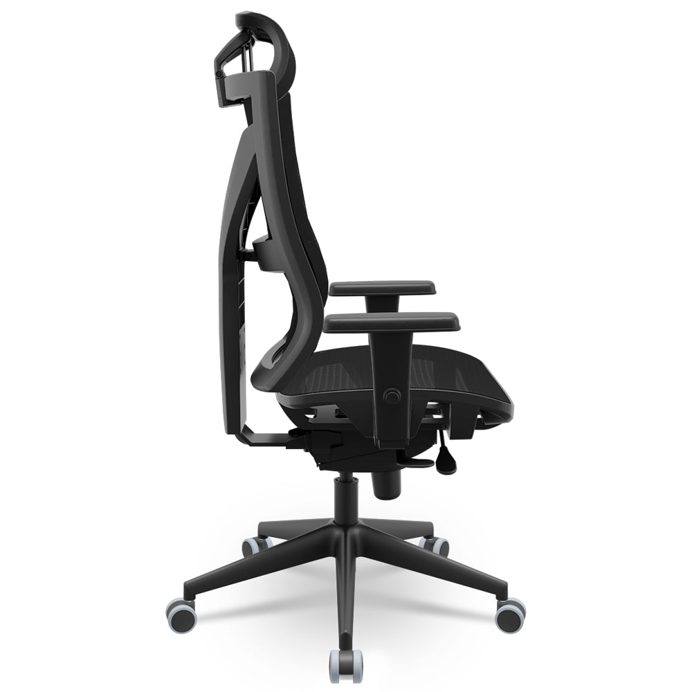 Cadeira Presidente Darix X+ Mecanismo Slider, Base Dir Piramidal, RPU BR3D, Encosto De Cabeça - Rev Phoenix - Plaxmetal