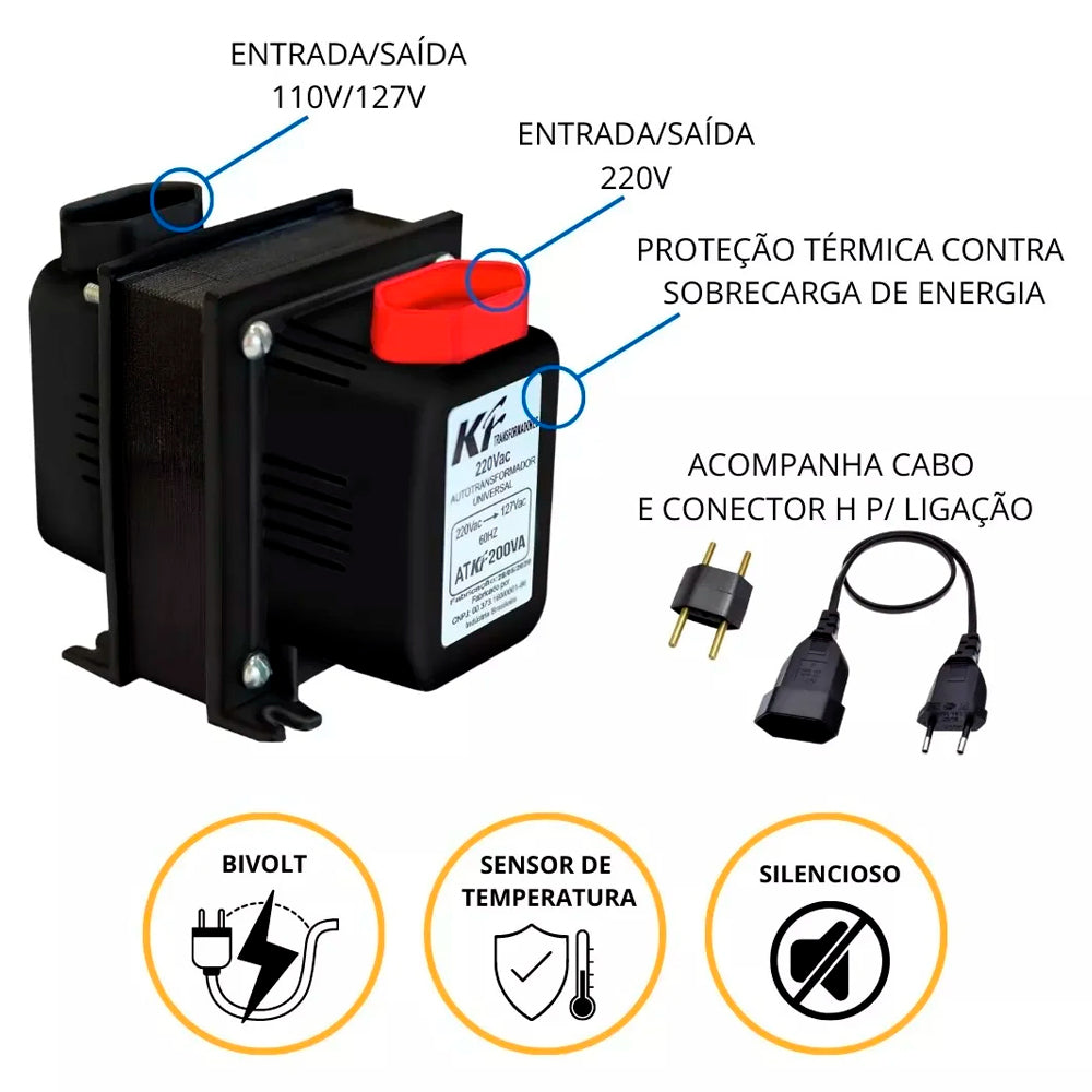 Auto Transformador 220V Para 110V 2000VA TRF0913 KF-PRO