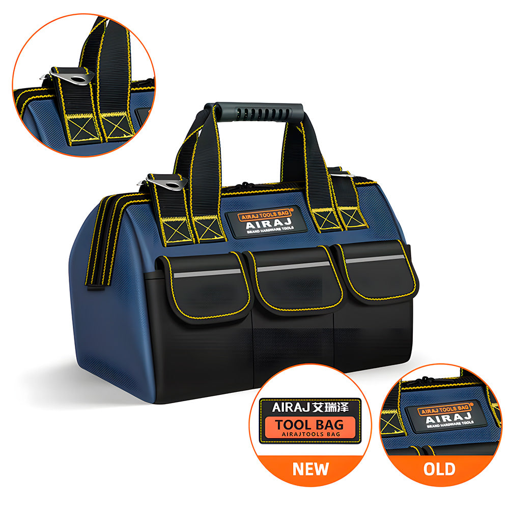 Bolsa de Ferramentas Multifuncional, Resistente a Água, Com 5 Bolsos, Tecido Oxford, AIRAJ, Preto/Azul