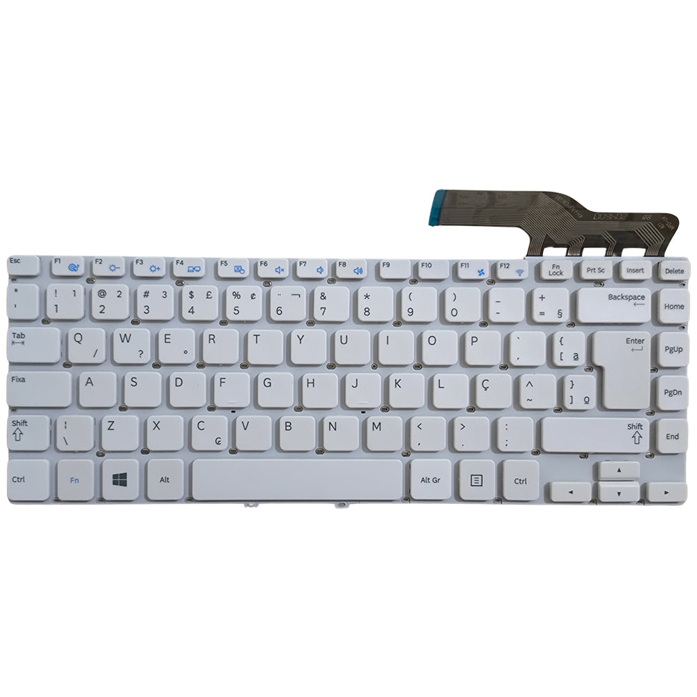 Teclado Notebook Samsung NP270E4E, NP275, NP355V4X , Com Tecla "Ç", S/ Teclado Númerico, Sem Frame, Branco