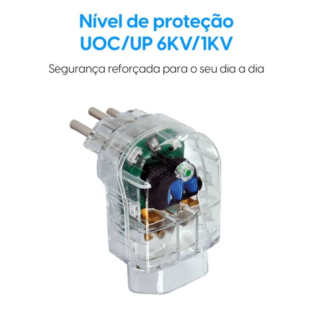 Protetor de Surto (DPS) 2P + T 20A 1 Tomada Bivolt Elgin, Transparente (46RPS301020A)