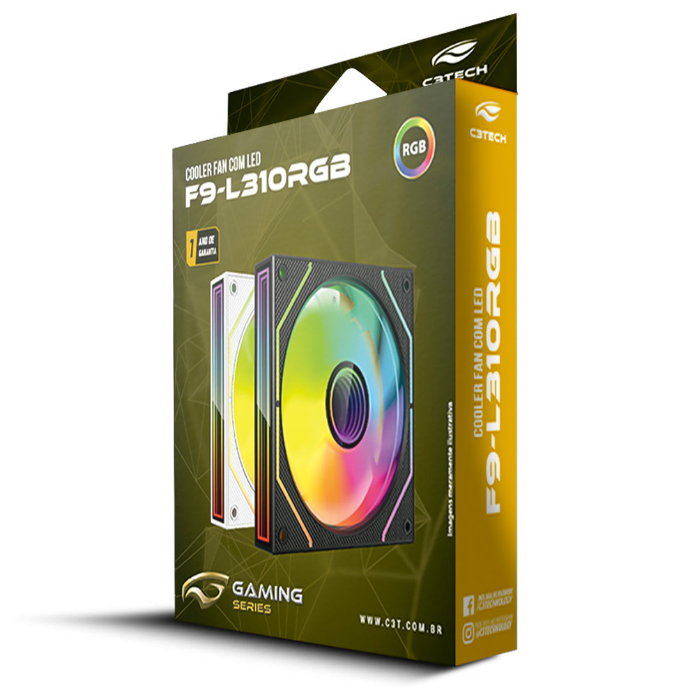Cooler Fan F9-L310WHRGB Gaming 12CM C3Tech - Branco
