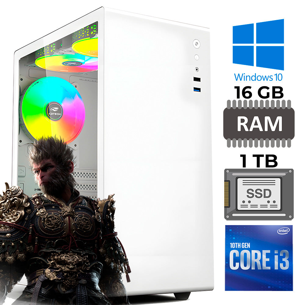 Computador Gamer Core i3-10105F - Décima Geração, Placa GT-H510 M.2, Memória 16 GB DDR4- SSD 1TB NVMe-Placa de Vídeo