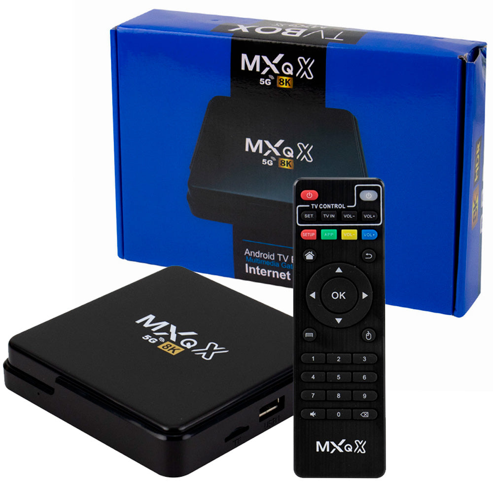 TV Box MXQX 32GB RAM, 128GB Armazenamento, 5G, 8K, Android 11, Quad-Core - Preto