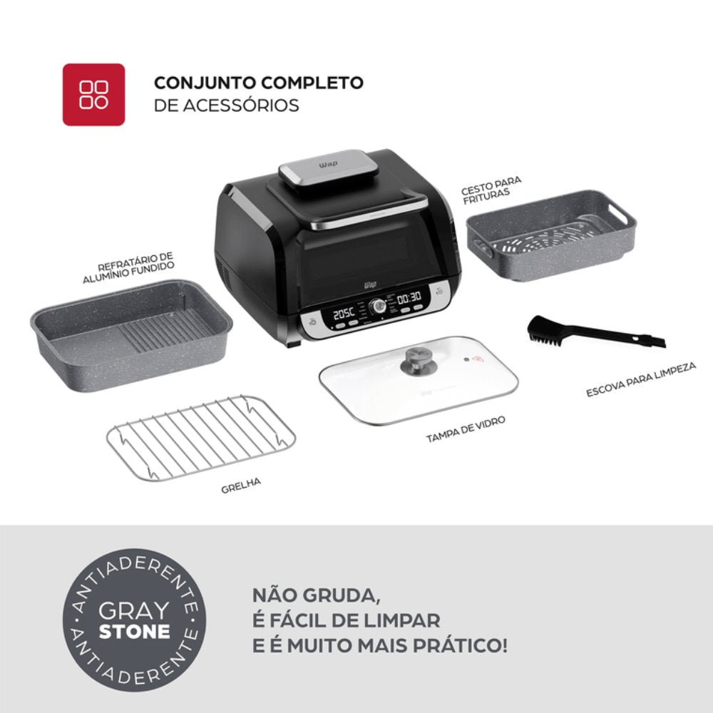 Fritadeira Air Fryer WAP Barbecue Prosdócimo 10L Digital Smokeless Grill 12 em 1 220V