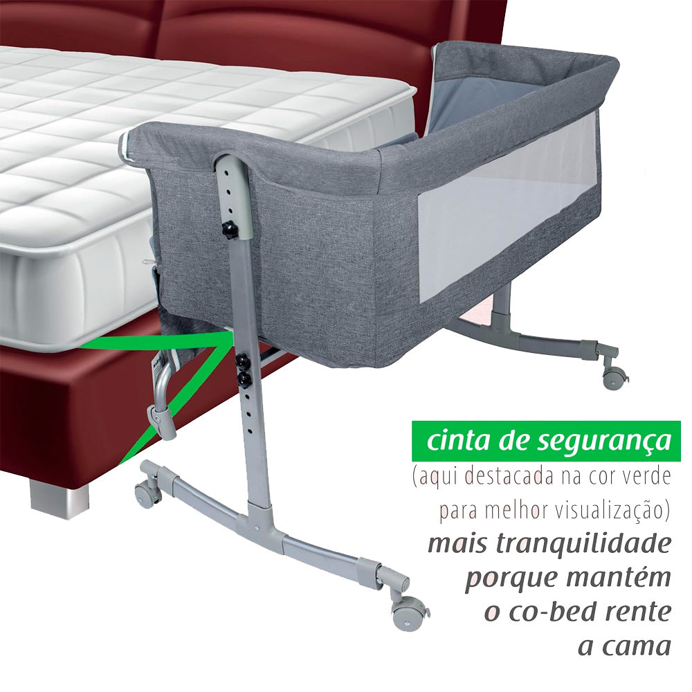 Berço Portátil Moisés Co-bed Cinza Kababy 9 Posições