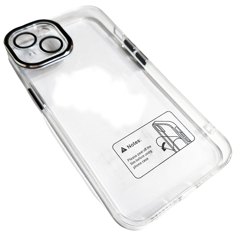 Capa Para iPhone 13, Transparente, Acabamento em Acrílico, Proteção da Câmera, Detalhes em Preto, BGM