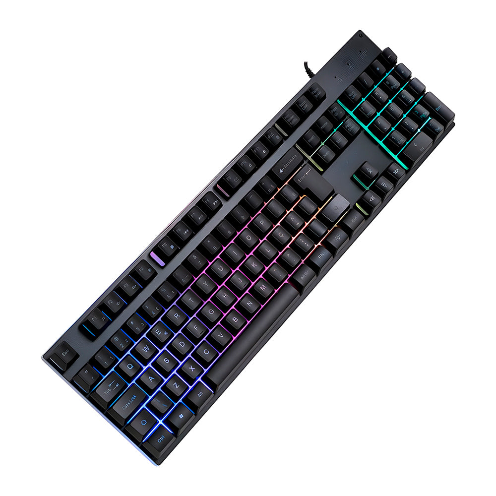 Teclado Gamer Marvo K604-BR com Fio USB, Membrana RGB, Anti-Ghosting, 104 Teclas, 12 Teclas Multimídia, ABNT2 - Preto