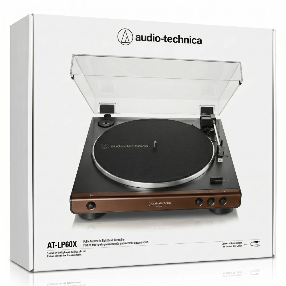 Toca-Discos Vinil Audio-Technica Automático AT-LP60X-BW, Marrom, Bivolt 120/240V