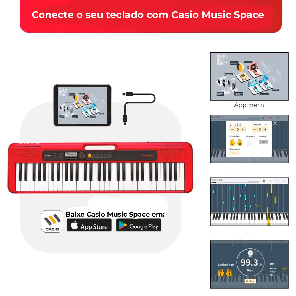 Teclado Musical Casio Casiotone CT-S200RD Vermelho