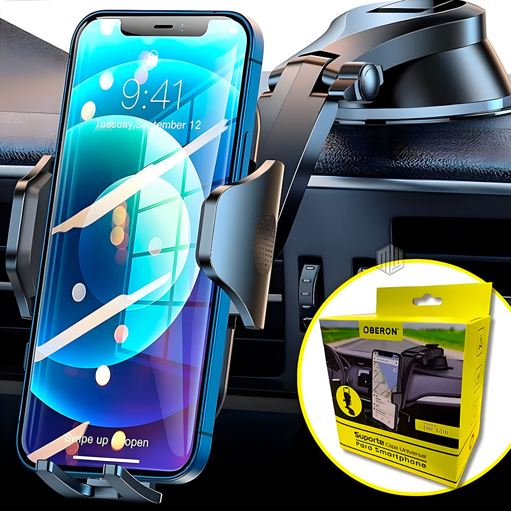 Suporte Veicular Universal Para Smartphone, Clipe, Ajuste 360 Graus, Oberon, OR-699, Preto