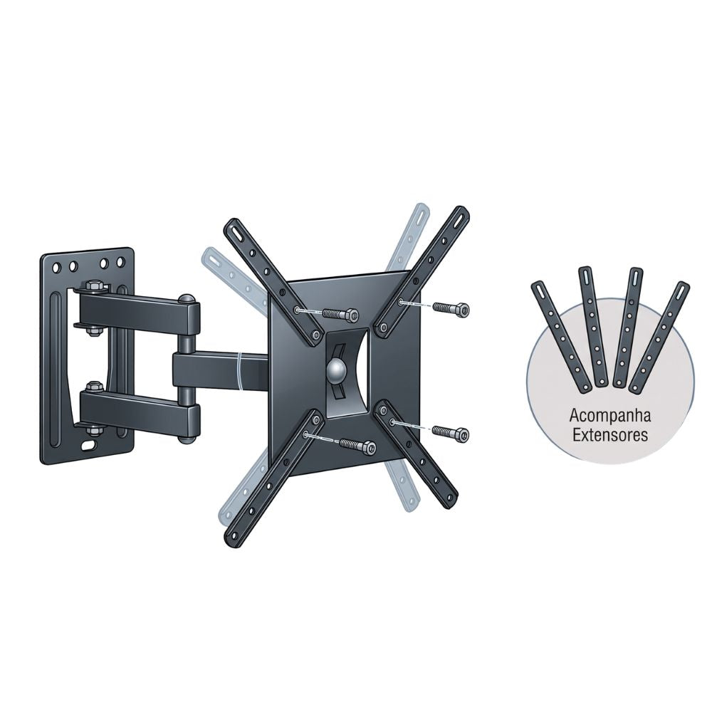 Suporte Articulado Para Tv 28 32 40 42 43 49 50 55 e 60 Polegadas BRA3.0 - Brasforma