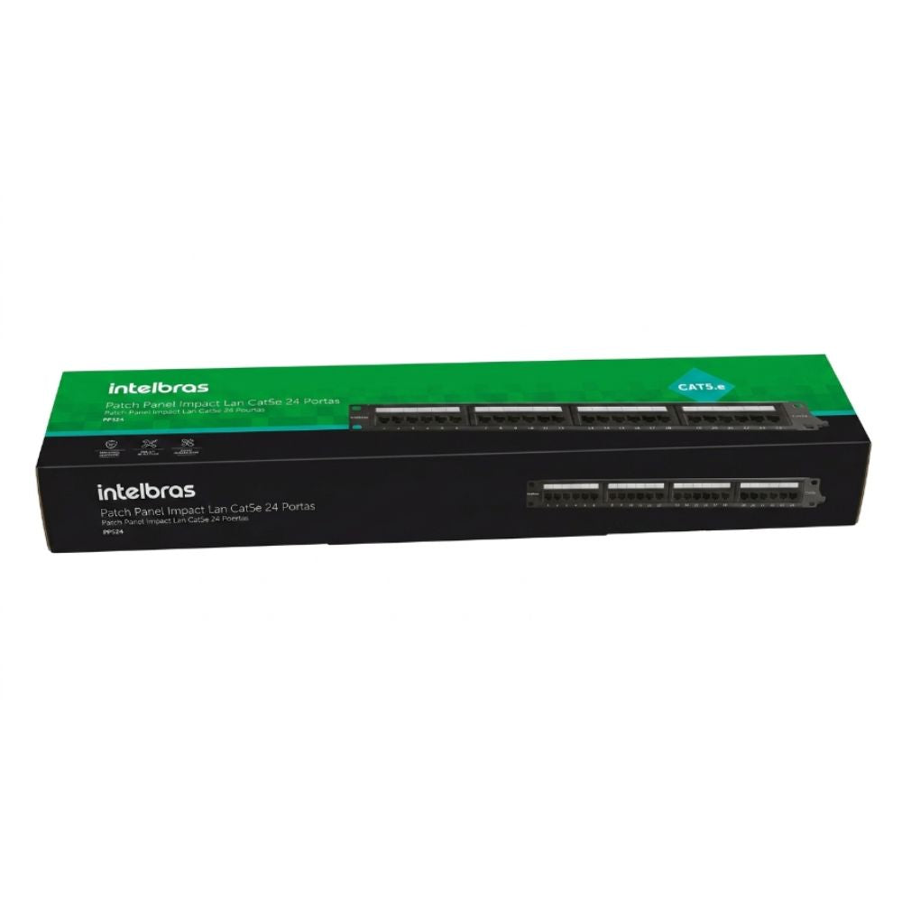 Patch Panel Impact Lan Cat5e 24 Portas, PP524 Intelbras