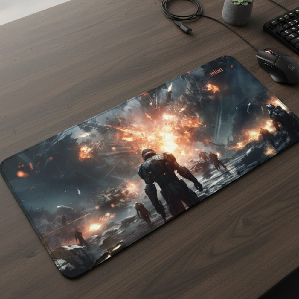 Mouse Pad Gamer 30x70cm, Neoprene Legítimo, Base Antiderrapante, Reliza - Estampa Halo