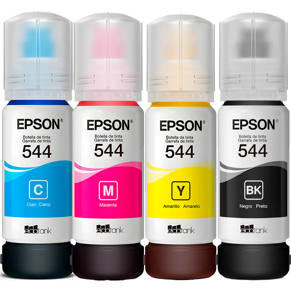 Kit Refil de Tinta 4 Cores Epson 544-Preto/Amarelo/Cyan/Magenta- Original Para L3110/L3150/L3250- ( Caixa com 4 Cores)