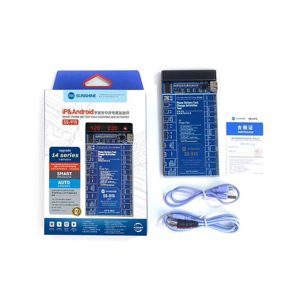 Placa para Ativação de Bateria Sunshine V8.0 SS-915, Para iPhone e Android, Display LED