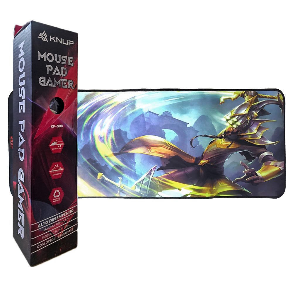 Mouse Pad Gamer Grande KNUP, 800x300mm, Superficíe Antiderrapante e Bordas Costuradas - KP-S08