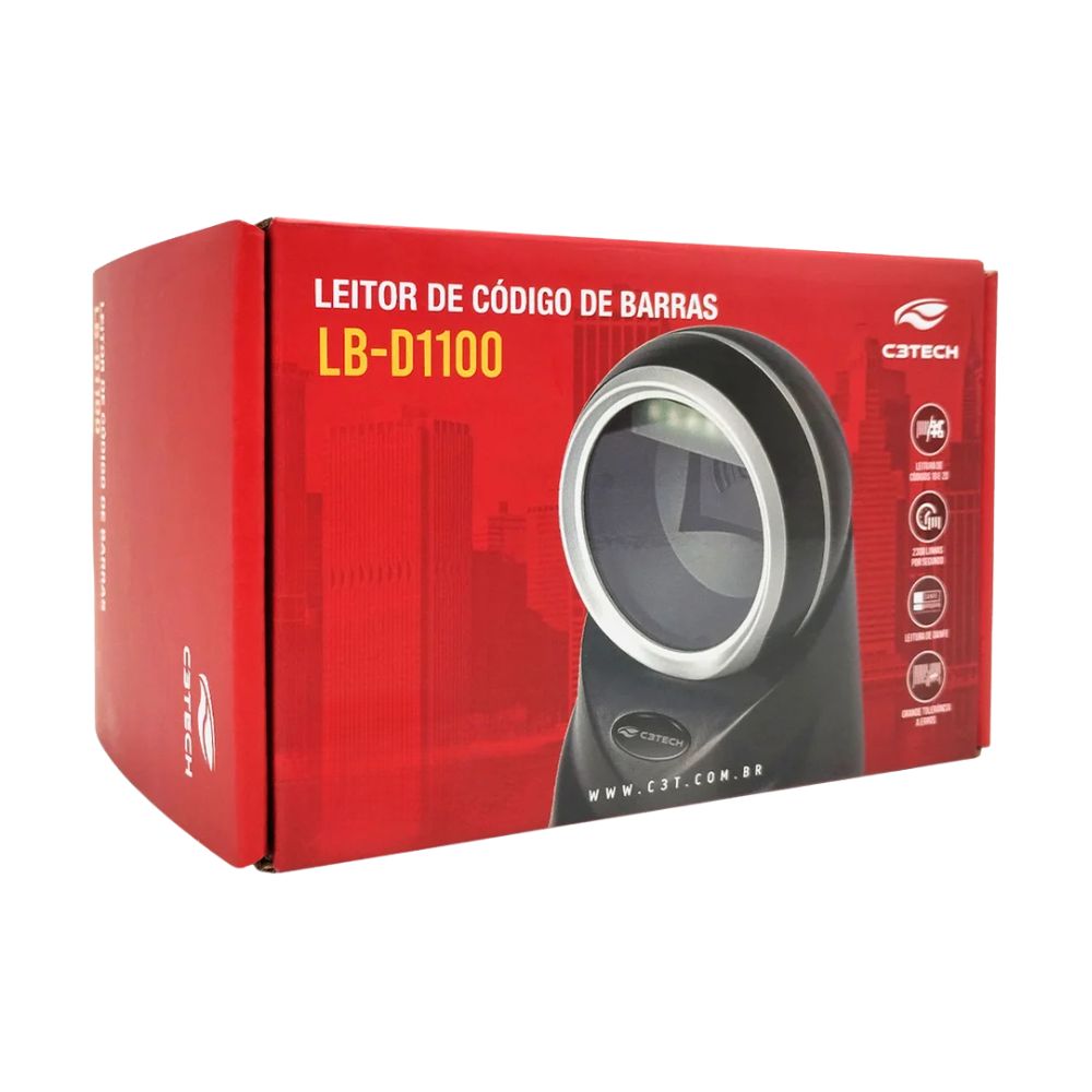 Leitor de Código de Barras 1D/2D USB LB-D1100BK C3Tech