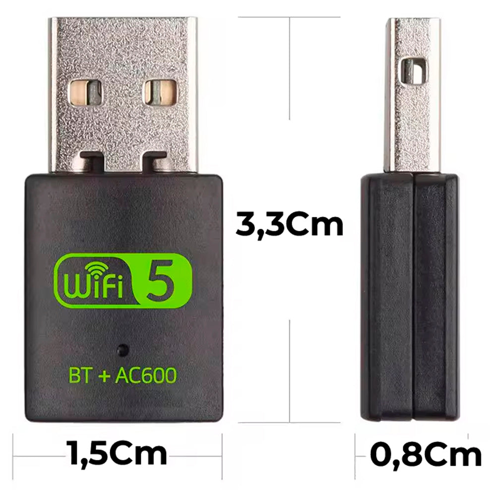 Adaptador Wi-Fi USB 2.0, Dual Band, Bluetooth 4.2, Fenvi - BT+AC600