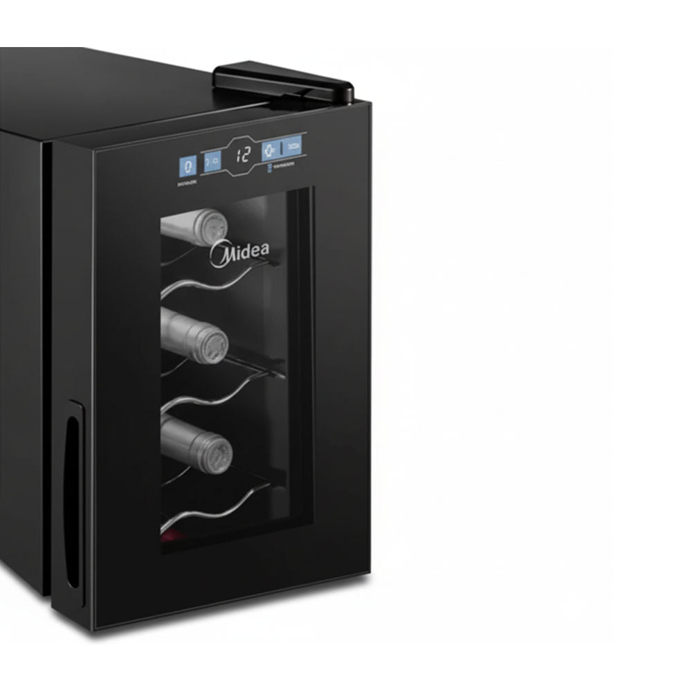 Adega Midea MDRW066FGGGL3, 12 Garrafas, Controle Eletrônico até 18 °C, Baixa Vibração, Porta de Vidro – 220V