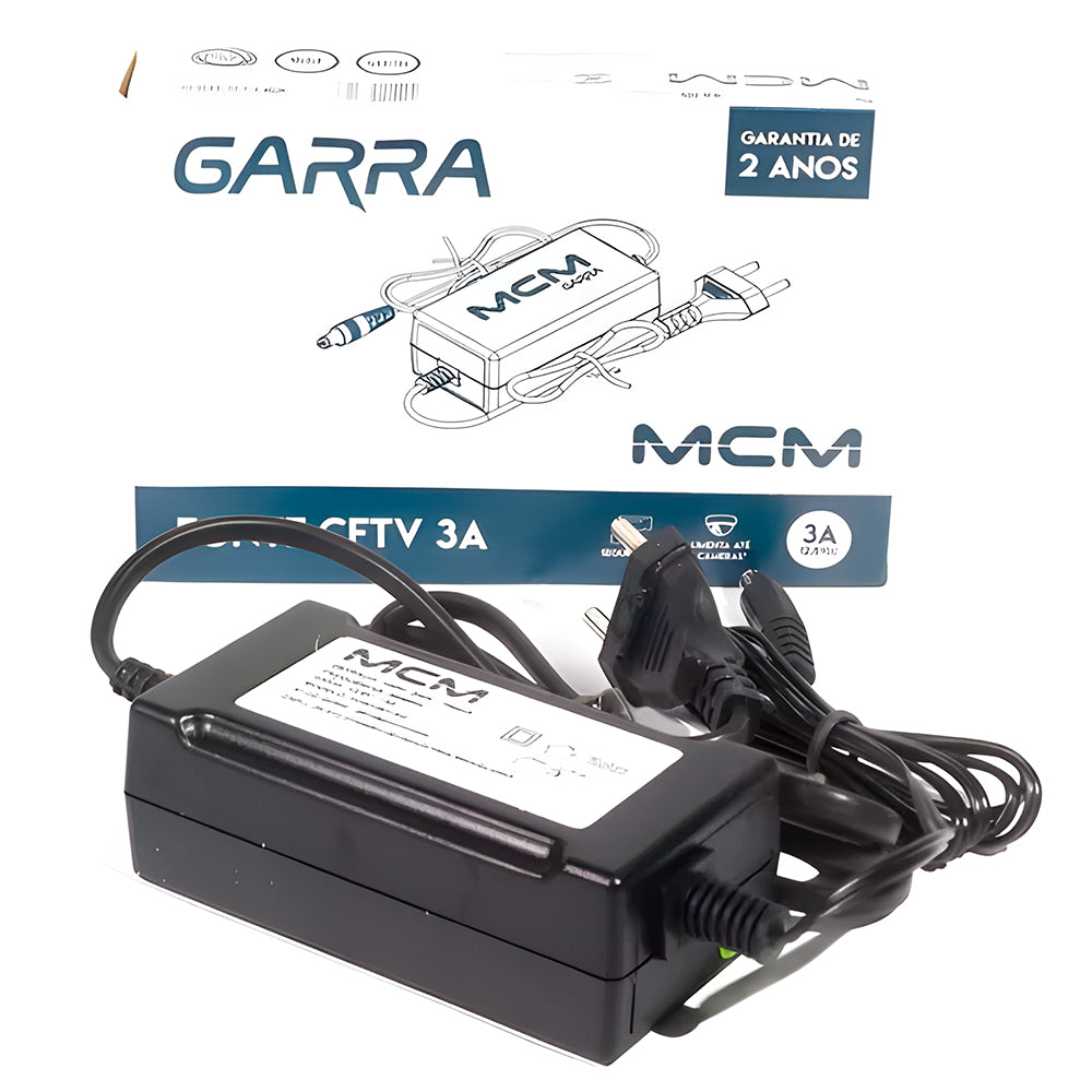Fonte de Energia 12.8V 3A Garra, Para Câmeras de Segurança, MCM - FON1361-RS-2