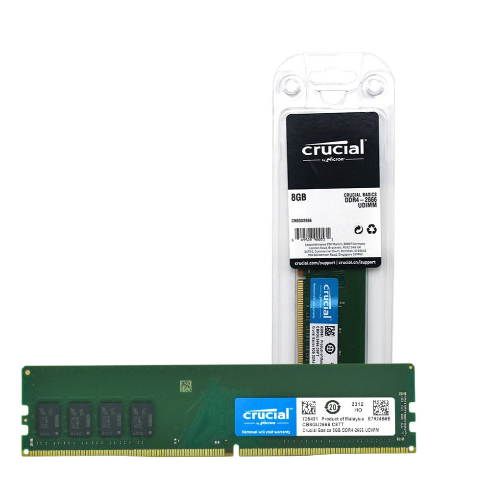 Memória RAM Desktop Crucial Basics 8GB (1x8GB) DDR4 2666MHz, UDIMM, 288 pinos, CL19, 1.2V, CB8GU2666