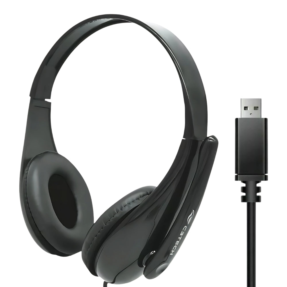 Headset C3Tech, Com Microfone, PH-340BK, USB Estéreo, Com Controle - Preto