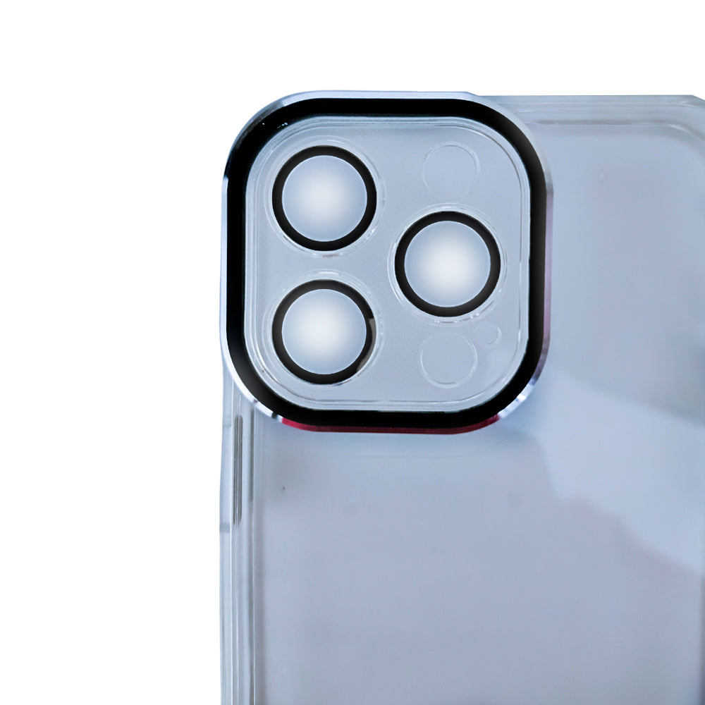 Capa Para iPhone 15 Pro Max, Transparente, Acabamento em Acrílico, Com Proteção de Câmera, Detalhes em Preto, BGM