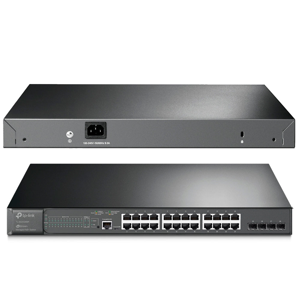 Switch Gerenciável 28 Portas Gigabit L2+ Com 24 Portas PoE+ e 4 Slots SFP, TL-SG3428MP TP-Link