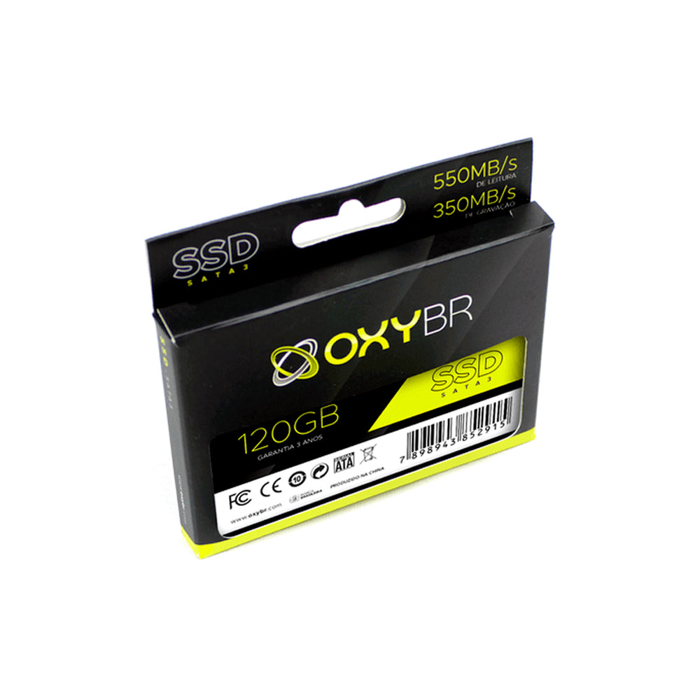 SSD 120GB OxyBR, SATA, 550 MB/s de Leitura, e 450 MB/s de Gravação