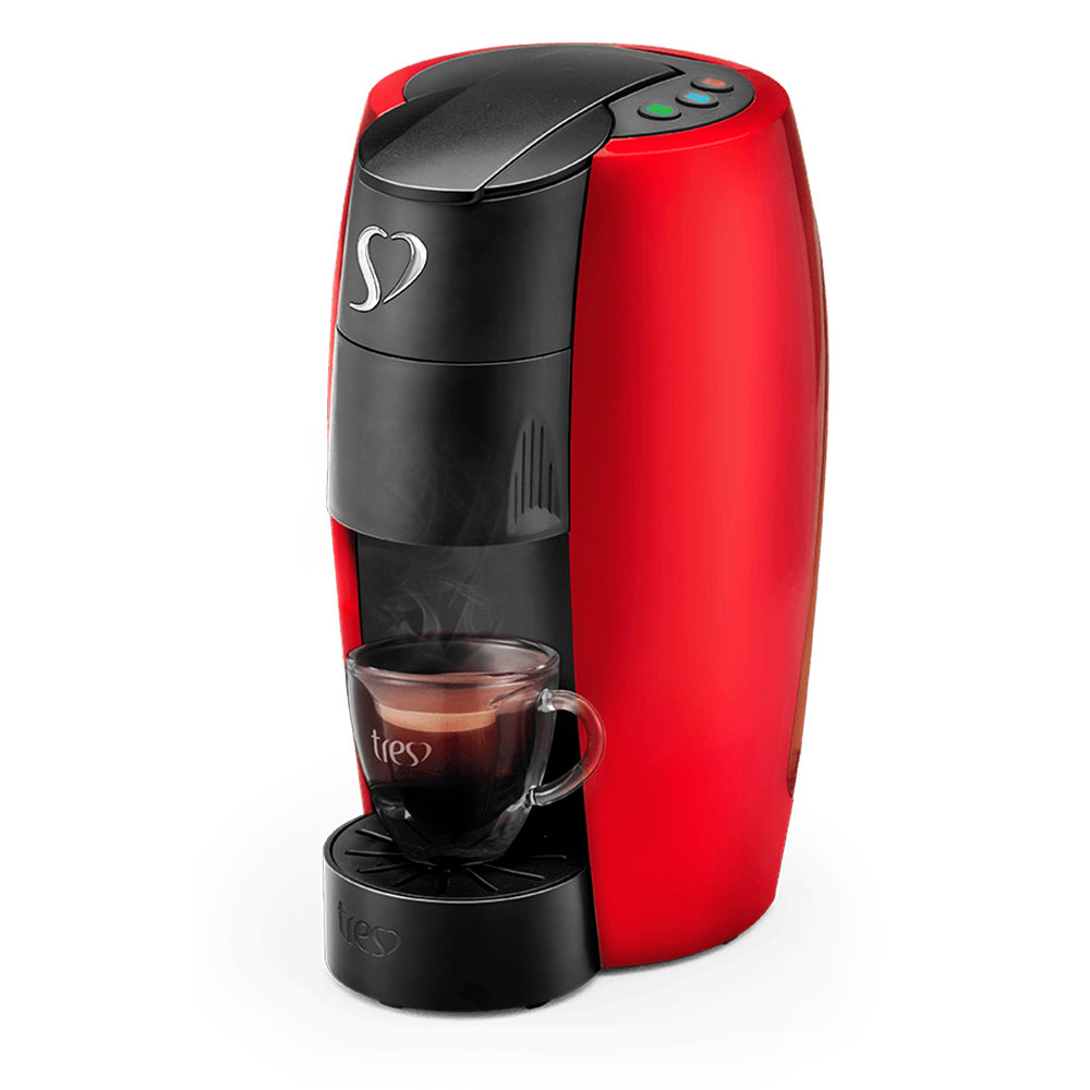 Cafeteira Espresso Três, Passione, 220V, 3 Corações LOV Vermelha