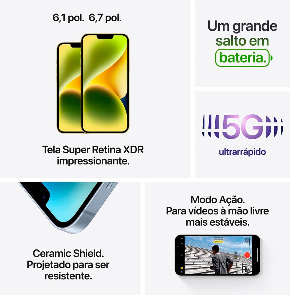 iPhone 14 Apple Estelar 256GB Tela 6,1” Camera 12MP iOS 5G