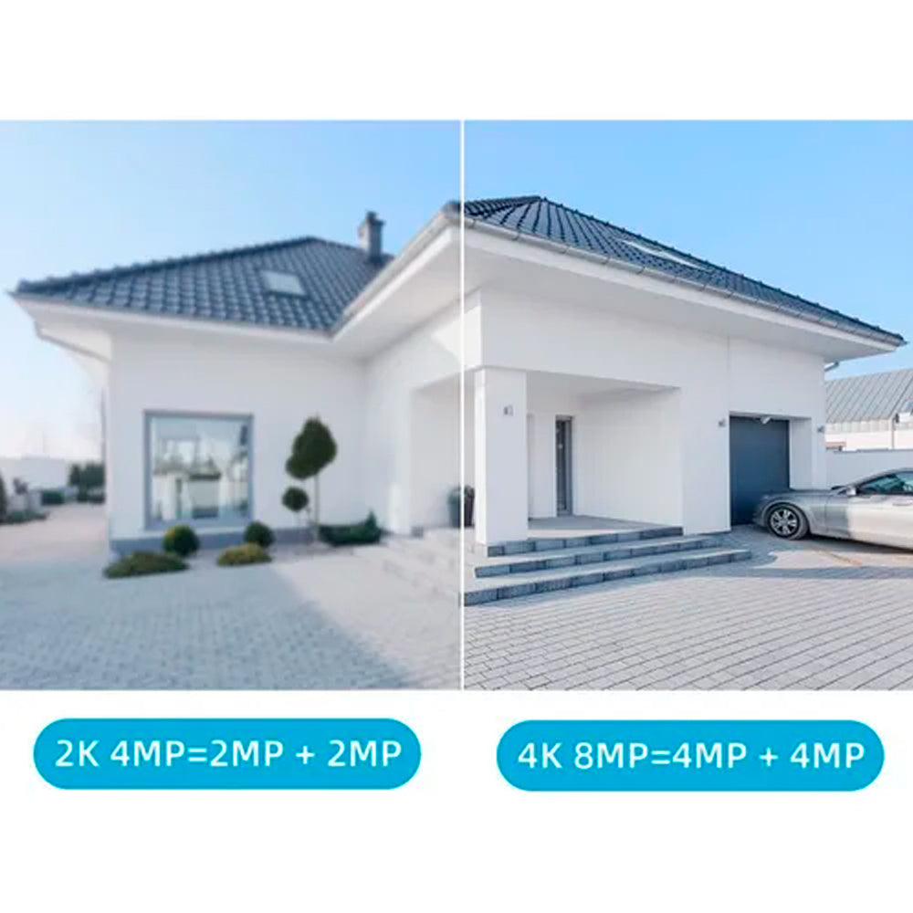 Câmera de Segurança Dupla, Giratória, IP, Wi-Fi, Full HD, 10MP, Tuya, Compatível Alexa e Google, IP66, Branca
