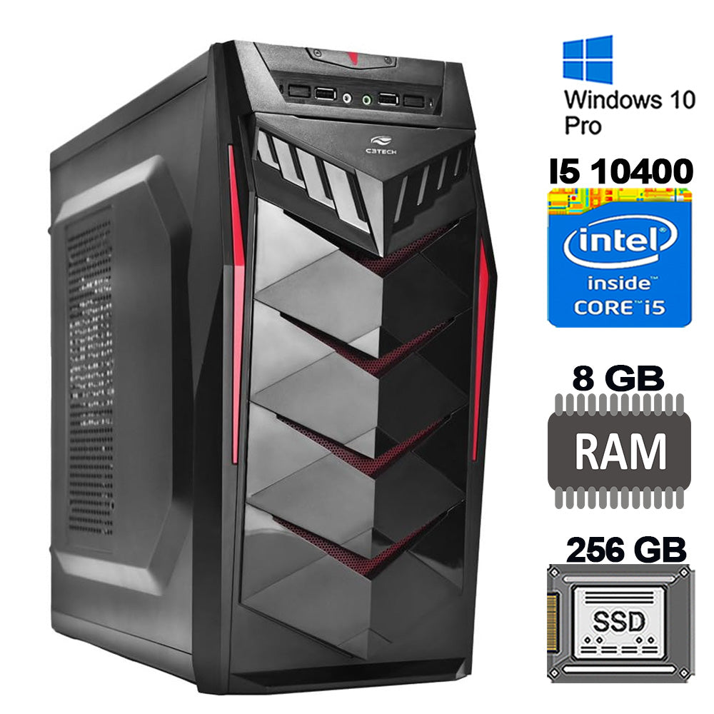 Computador Core i5 10400, Placa Mãe H510M, SSD-256GB, RAM-8GB DDR4, Gab MT-G70BK, Fonte 500W