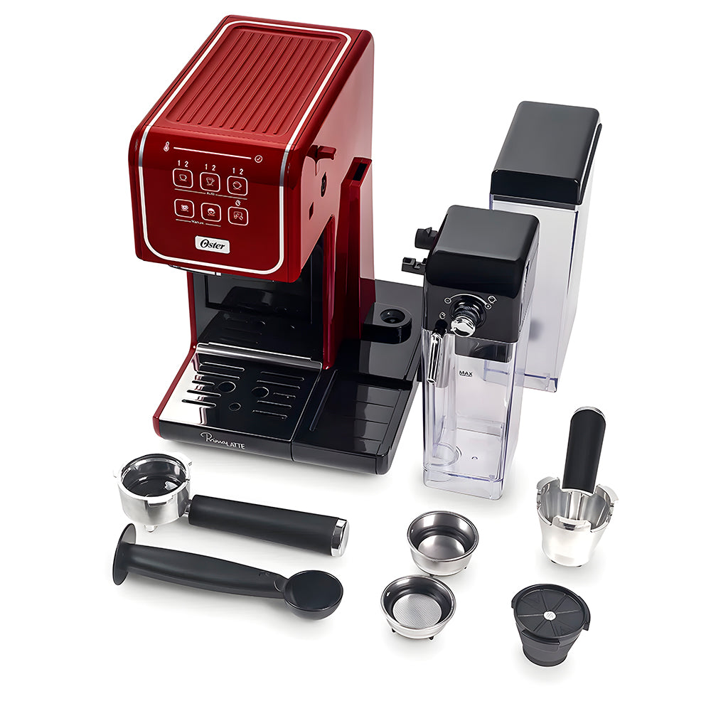Cafeteira Automática de Espresso Oster PrimaLatte Touch Red, 220V, BVSTEM6801R