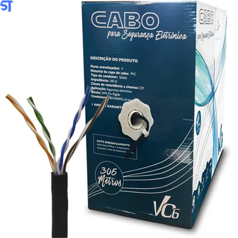 Caixa De Cabo De Rede Mk2 V06 Tecno 23AWG UTP Cat5E Preto 305m
