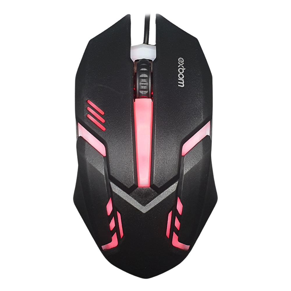 Mouse Gamer USB, 1.200 DPI, LED RGB Multicores, 4D Fighter, Preto, Exbom - MS-62