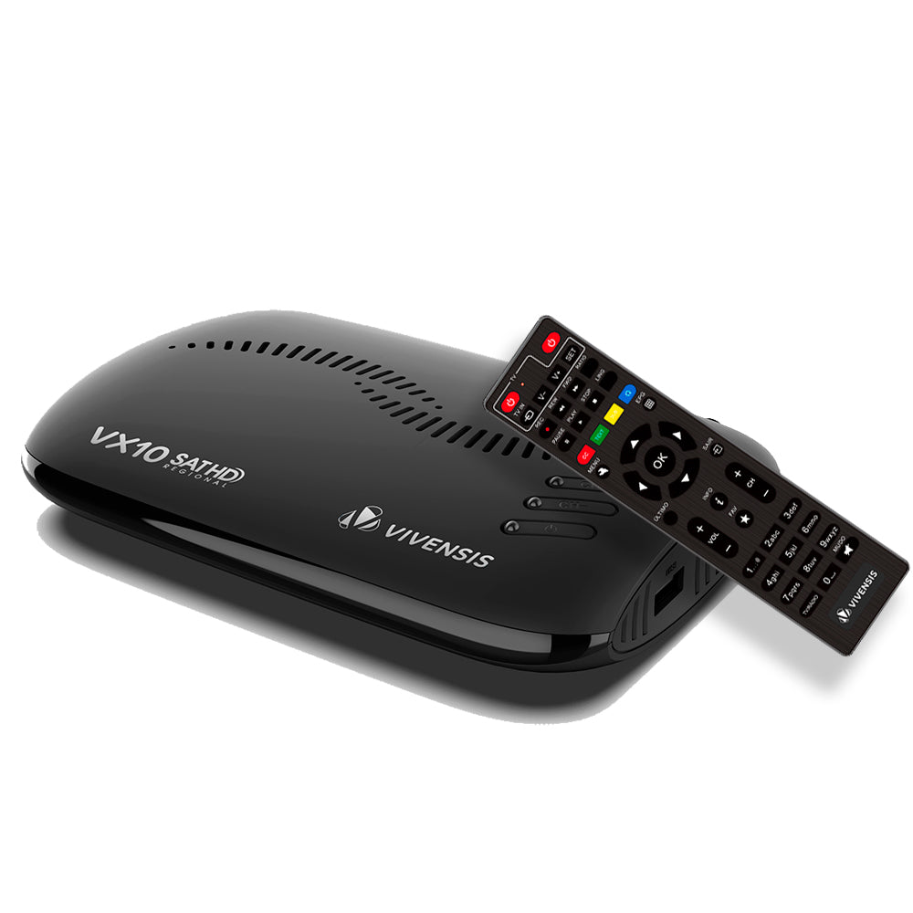 Receptor de TV Digital Vivensis, Full HD, Smart Via Satelite, VX10, Bivolt, Preto